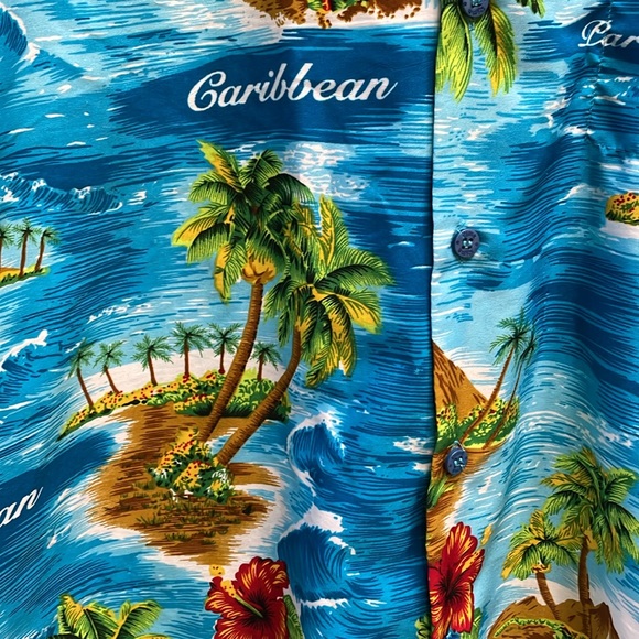 Rima Men’s Classic Short Sleeve Button Down Beach Shirt Blue Large - Picture 2 of 8